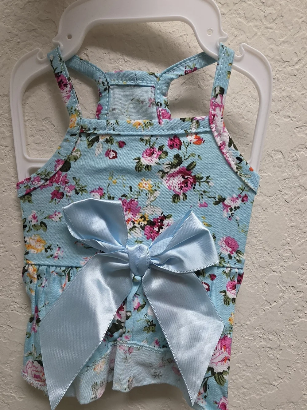 Floral Halter Dog Dress with Emerald Satin Bow